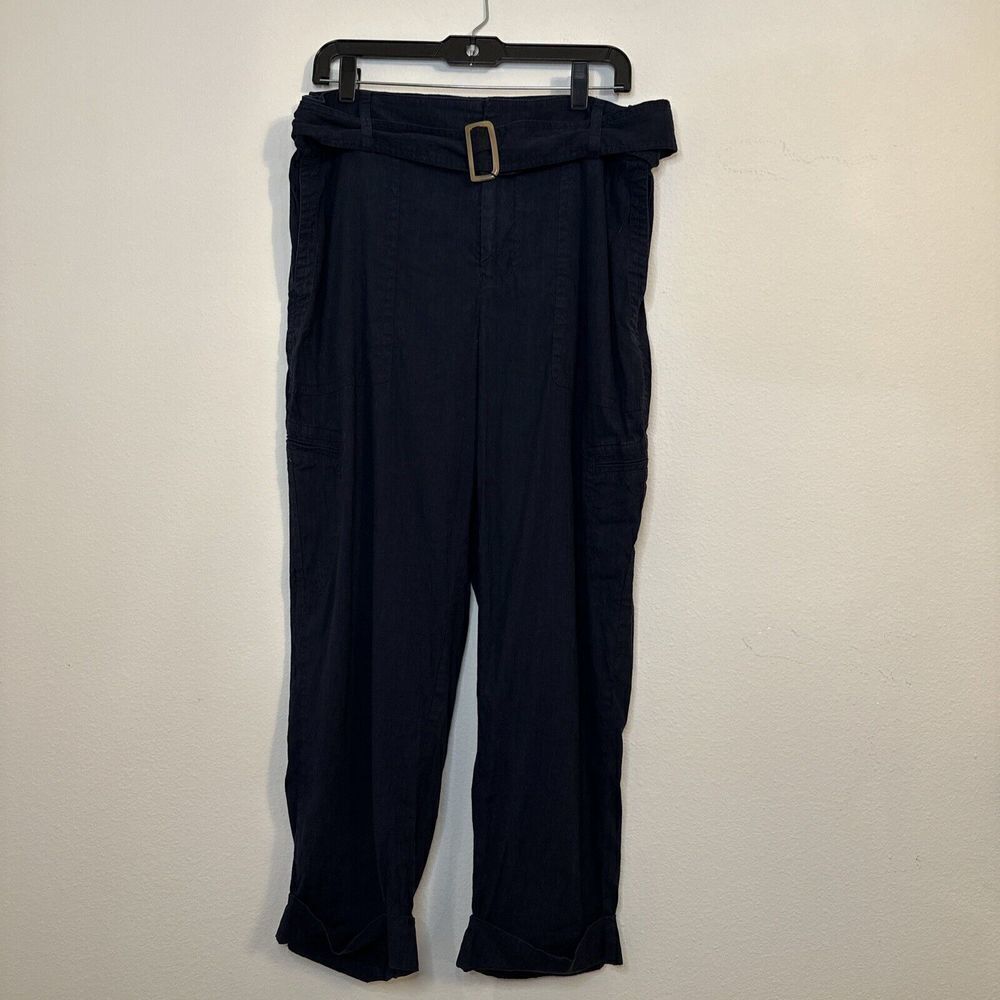 VINCE Women’s  Navy Blue Linen Cargo Pants Size XL